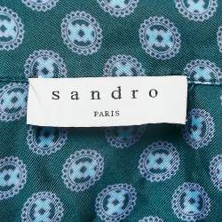 Sandro Green Printed Crepe Button Front Shirt S