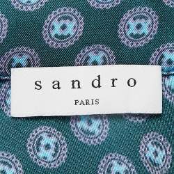 Pre Owned Sandro Green Printed Crepe Mini Skirt S