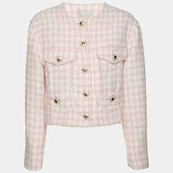 Sandro Pink Tweed Button Up Cropped Jacket S