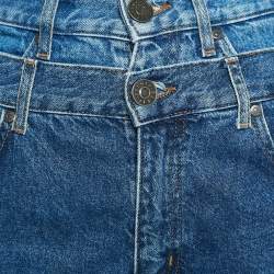 Pre Owned Sandro Blue Denim Double Waist Detail Jeans S Waist 25"