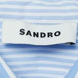 Pre Owned Sandro Blue Pinstripe Poplin Knotted Mini Shirt XS