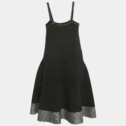 Pre Owned Sandro Black Rhinestone Embellished Stretch Knit Short Dress XL