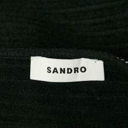 Pre Owned Sandro Black Rhinestone Embellished Stretch Knit Short Dress XL