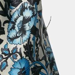 Pre Owned Sandro Blue Floral Print Silk Draped Midi Dress XS
