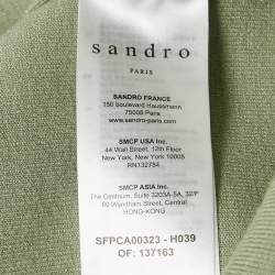 Sandro Sage Green Stretch Knit Belted Button Front Jacket S