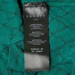 Pre Owned Sandro Green Pointelle Stretch Knit Anabelle  Jumper L