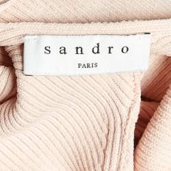 Pre Owned Sandro Pink Rib Knit Fit and Flare Mini Dress M