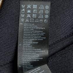 Pre Owned Sandro Navy Blue Rib Knit Crochet Lace Trimmed Midi Dress M