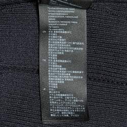 Pre Owned Sandro Navy Blue Rib Knit Crochet Lace Trimmed Midi Dress M