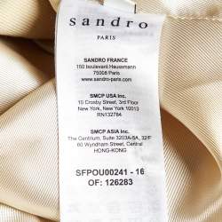 Pre Owned Sandro Beige Gabardine Pleated Trench Coat S
