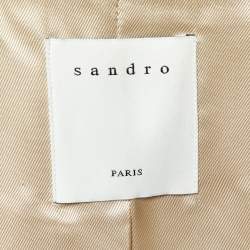 Pre Owned Sandro Beige Gabardine Pleated Trench Coat S