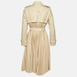 Pre Owned Sandro Beige Gabardine Pleated Trench Coat S