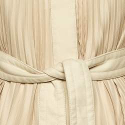 Pre Owned Sandro Beige Gabardine Pleated Trench Coat S