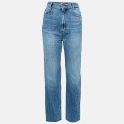 Pre Owned Sandro Blue Faded Denim Straight Leg Jeans S Waist 26"