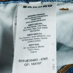 Pre Owned Sandro Blue Faded Denim Straight Leg Jeans S Waist 26"