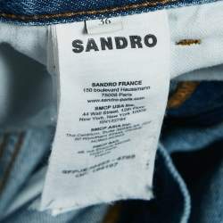 Pre Owned Sandro Blue Faded Denim Straight Leg Jeans S Waist 26"