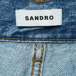 Pre Owned Sandro Blue Faded Denim Straight Leg Jeans S Waist 26"