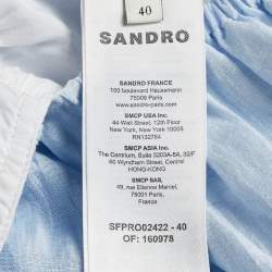 Pre Owned Sandro Blue Linen Blend Tiered Mini Dress L