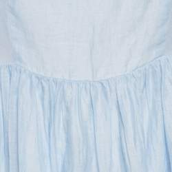 Pre Owned Sandro Blue Linen Blend Tiered Mini Dress L