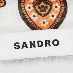 Pre Owned Sandro White Printed Linen Blend Ramata Mini Dress S