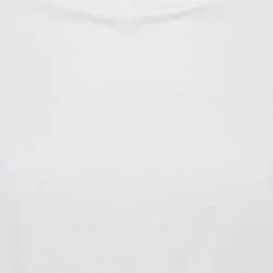 Pre Owned Sandro x Louis Barthelemy White/Yellow Printed Cotton Knit and Satin Dimi Top M
