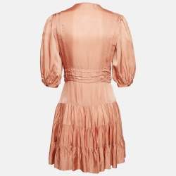 Pre Owned Sandro Orange Crepe Tiered Mini Dress S