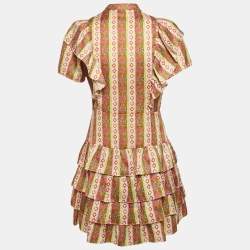Sandro Multicolor Crepe Ruffled Mini Dress M