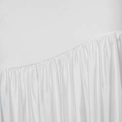 Pre Owned Sandro White Cotton Rib Knit and Satin Midi Dress M