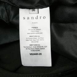 Sandro Black Crepe Ruffled Zip-Up Blazer S
