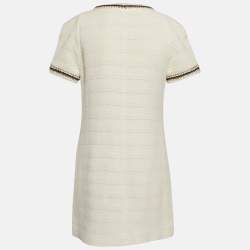 Pre Owned Sandro Off White Tweed Josepha Braided Mini Dress M