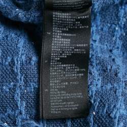 Sandro Blue Sequin Tweed Buttoned Trapeze Mini Dress XS