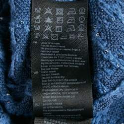 Sandro Blue Sequin Tweed Buttoned Trapeze Mini Dress XS
