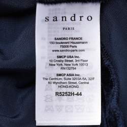 Pre Owned Sandro Navy Blue Velvet Mini Dress S