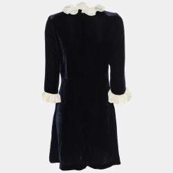 Pre Owned Sandro Navy Blue Velvet Mini Dress S