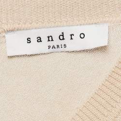 Pre Owned Sandro Beige Knit Cut-Out Detail Sweatshirt M