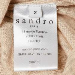 Pre Owned Sandro Beige Knit Cut-Out Detail Sweatshirt M
