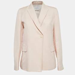 Pre Owned Sandro Pink Ramie Blend Single Breasted Blazer M