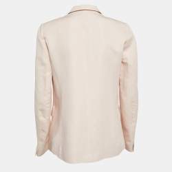 Pre Owned Sandro Pink Ramie Blend Single Breasted Blazer M