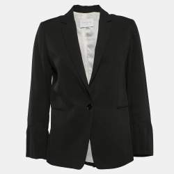 Sandro Black Gabardine Single Breasted Blazer M