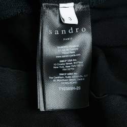 Pre Owned Sandro Black Jersey and Satin Tie-Up Waist Sweatshirt L
