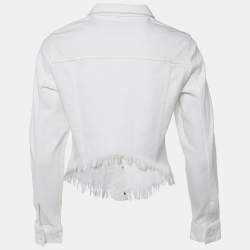 Sandro White Denim Raw Edge Detail Jacket M