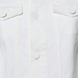 Pre Owned Sandro White Denim Raw Edge Detail Jacket M