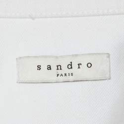 Pre Owned Sandro White Denim Raw Edge Detail Jacket M
