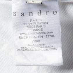 Pre Owned Sandro White Denim Raw Edge Detail Jacket M