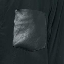 Pre Owned Sandro Black Silk Leather Trimmed Top M