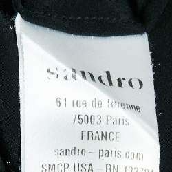 Pre Owned Sandro Black Silk Leather Trimmed Top M