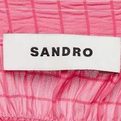 Sandro Pink Smocked Crepe Button Front Blouse S