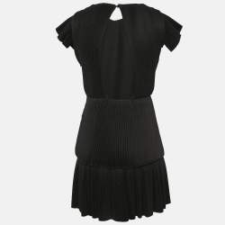 Sandro Black Crepe Pleated Odette Mini Dress XS