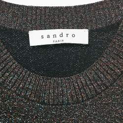 Pre Owned Sandro Metallic Lurex Knit Crew Neck Top M