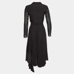 Pre Owned Sandro Black Crepe Pleated Midi Dress XS